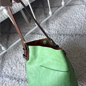 Mint Green Leather Tote Bag